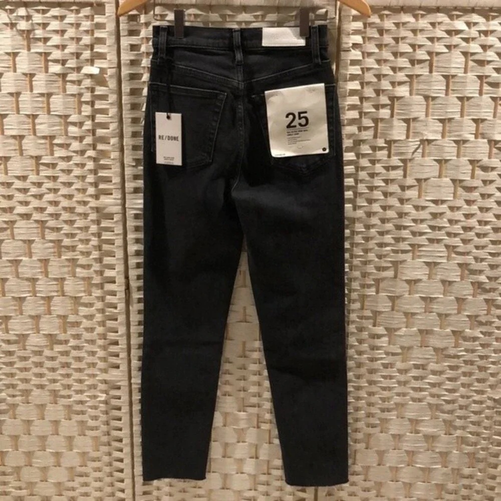 RE/DONE 90’s Ultra High Rise Ankle Crop Raw Hem Jeans in Stoned Noir Size 25 NWT - Picture 8 of 11